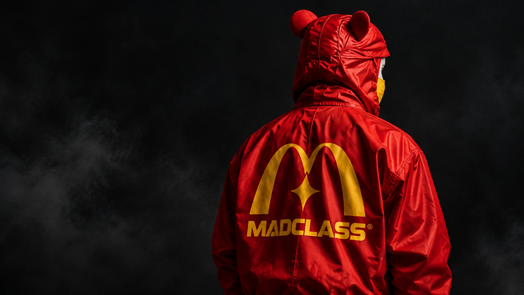 Red MADCLASS jacket with yellow back logo
